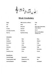 English Worksheet: Talking about Music