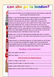 English Worksheet: Can she go to London ? 