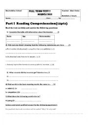 English Worksheet: test