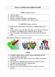 English Worksheet: Oral Presentation : Seats and Forms of Power