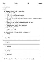 Test Unit 1 New English File 3rd edition Intermediate 