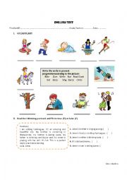 English Worksheet: present continuous test