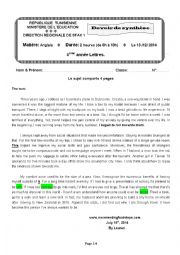 English Worksheet: End - of - term test 1 - 4th form Arts ( Tunisian Students )