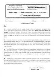 English Worksheet: End - of - term test 1 -  4th forms - Technology ( Tunisian Schools )