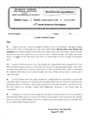 End - of - term test 1 -  4th forms - Technology ( Tunisian Schools )