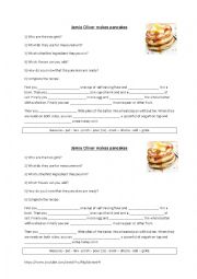 English Worksheet: Jamie Oliver makes pancakes