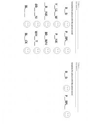 English Worksheet: spelling colours