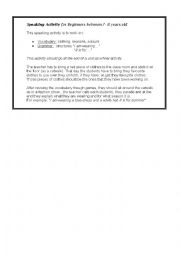 English Worksheet: Speaking Activity 