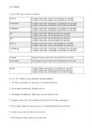 English Worksheet: Contrasting Conjunctions/ Contrasting Sentences