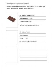 English Worksheet: Favourite Food Writing Task