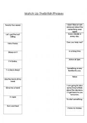 English Worksheet: Match The British Phrases