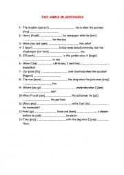 English Worksheet: PAST SIMPLE OR CONTINUOUS2