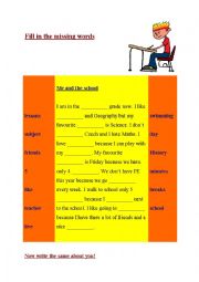 English Worksheet: Me and the school_writing