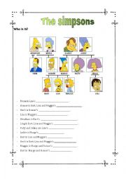 English Worksheet: la famille Simpsons