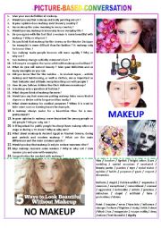picture-based conversation : topic 83 - Makeup vs No Makeup