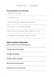 English Worksheet: Questions - Past simple