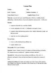 English Worksheet: Lesson plan for Project 1 Unit 2