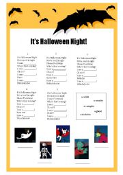 English Worksheet: Its halloween night song