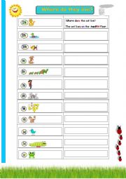 English Worksheet: Where do they live?