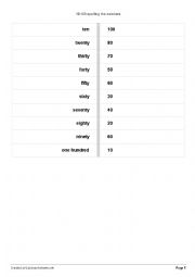 Match the numbers 10-100