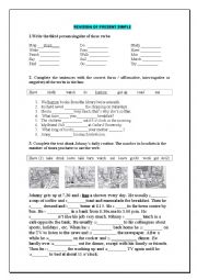 English Worksheet: PRESENT SIMPLE EXERCISES