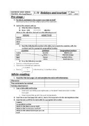 English Worksheet: holidays and tourism