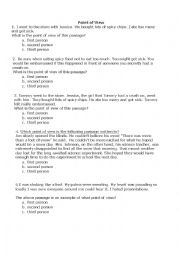 English Worksheet: Point of View Worksheet