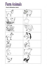 English Worksheet: Name the farm animals