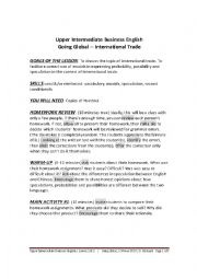 English Worksheet: INTERMEDIATE BUSINESS ENGLISH - GOING GLOBAL - LESSON 2 OF 2