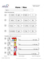 English Worksheet: have has