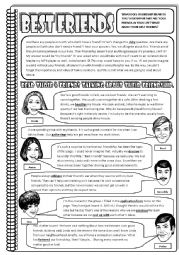 English Worksheet: BEST FRIENDS (reading comprehension) 3-page