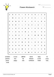 Flowers Word Search