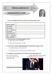 English Worksheet: listening test 4th form arts