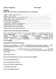 English Worksheet: 8 th group session