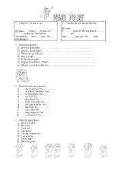 English Worksheet: Verb to be