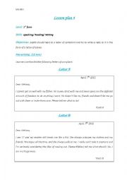 English Worksheet: Writing lesson plan for 1st form tunisian schools 