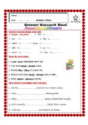 English Worksheet: present simple exercises