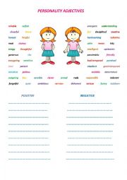 English Worksheet: personality adjectives