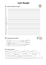 English Worksheet: Numbers writing