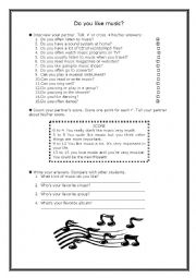 English Worksheet: Music Survey