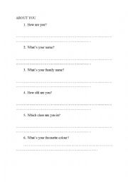 English Worksheet: About me!