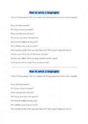 English Worksheet: How to write a biography.