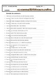 English Worksheet: Rephrasing Conditional Sentences