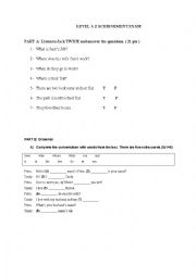 English Worksheet: A2 test