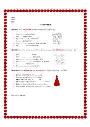 English Worksheet: TEST PAPER TO BE / HAVE GOT / POSSESSIVES