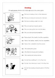 English Worksheet: reading