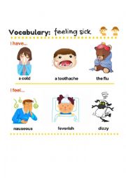English Worksheet: Vocabulary feeling sick