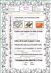 English Worksheet: mid-term test n1 8th form