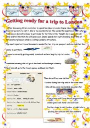 English Worksheet: Getting ready for a trip to London 