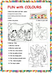 English Worksheet: Fun with Colours ( 2 PAGES)